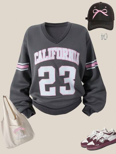 SHEIN Explorewe Girls Casual Fashion Collared Long Sleeve Sweatshirt, Versatile For Autumn/Winter