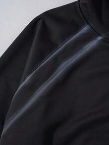 ROMWE MEN Casual Sudadera con capucha con cremallera teñida a mano con aerosol para hombre, otoño - Negro - Ver 5