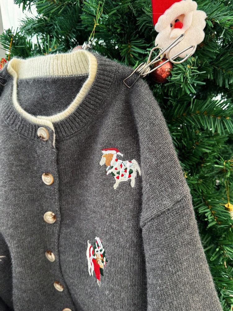 Girls' Embroidered Cardigan, Christmas Tween Girl Fall Clothes