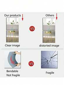 4 Pcs Shatterproof Full Length Acrylic Mirror - Unbreakable, Frameless Self-Adhesive, Acrylic Mirror Stickers Mirror Tile Set - Great For Bedrooms, Home Gyms And Closets - Easy To Install, Space-Saving Design, Wallpaper, Wallpaper Peel And Stick, Easy To Use, Not Easy To Damage Room Decor Home Decor Wall Decor Wall Stickers Wall Sticker Mirror Wall Wall Mirror Mirror For Room Bathroom Decor Living Room Decor - White - View 8