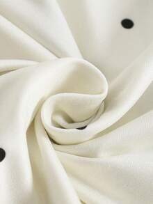 女童黑色圆点蝴蝶结印花针织柔软宽松两件套家居服套装，优雅风格 - 彩色 - 查看 4