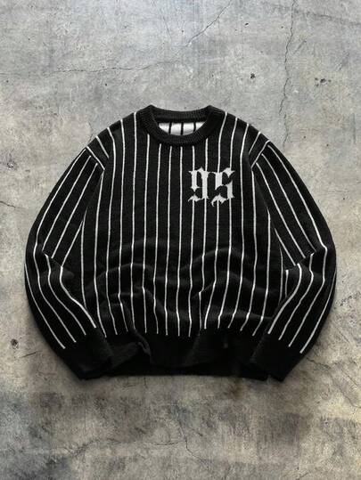 AXEPEAK Jersey casual de hombre con bloques de color y rayas, otoño/invierno