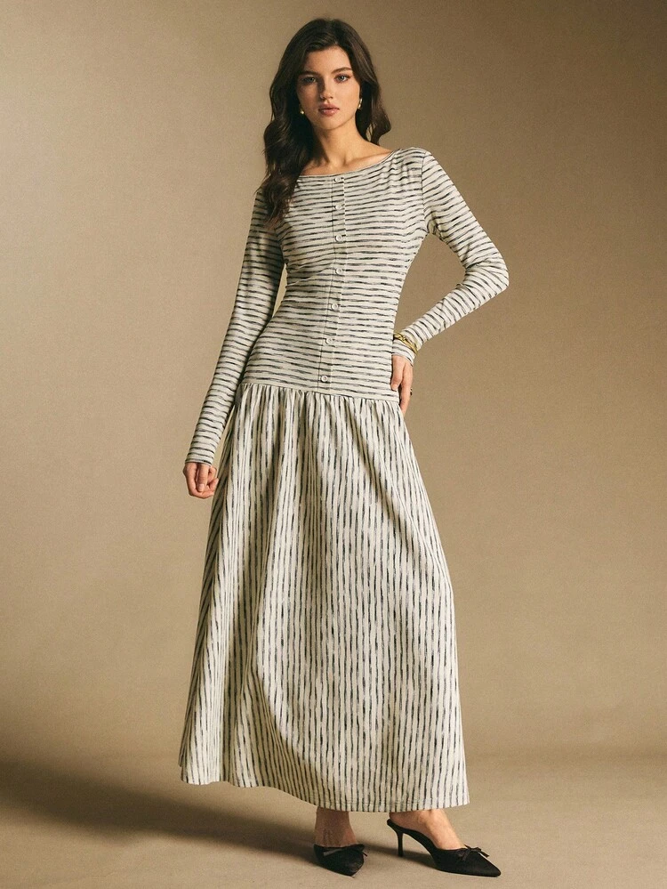 long sleeve striped midi dress for women ZARA 100% Cotton Stripe midi shirt dress Long sleeves collar XS M L XL XXL  Blue