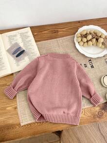 LMoss Kids Baby Girl Floral Pattern Cardigan Sweater Autumn Winter Clothes For Girl - Pink - View 3