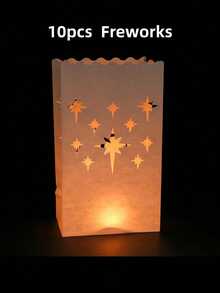 10 件防火发光蜡烛袋，白色蜡烛袋，用于婚礼派对装饰，采用可重复使用的材料（不含蜡烛），圣诞节