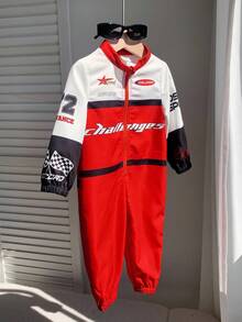 Baby Jungen Lässiger, süßer, lustiger Sport-Street-Allround-Koreanischer Stil, vielseitig, bequeme Mode Motorrad-Rennanzug, geeignet für Halloween, Sportveranstaltungen, Geburtstagsfeiern, Taufen, 1. Geburtstagsfeiern, Galas, Aufführungen, Hochzeiten, Herbst/Winter