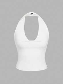 SHEIN EZwear 三合一白色女士休闲性感紧身上衣套装，适合日常穿着 - 白色 - 查看 8