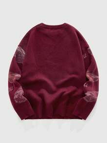 ROMWE MEN Street Life Men's Crew Neck Printed Racing Car Pattern Knit Sweater, Fall/Winter