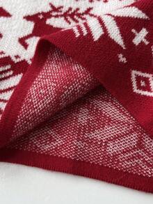 Elamini 圣诞休闲提花针织修身连体衣 - 紅色 - 查看 7