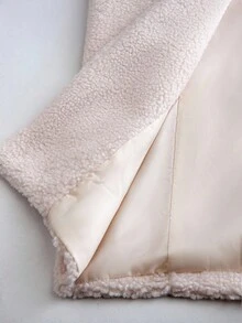 Manfinity Homme 时尚百搭保暖连帽拉链长袖男士外套，秋冬季抓绒连帽衫街头服饰 - 卡其色 - 查看 7