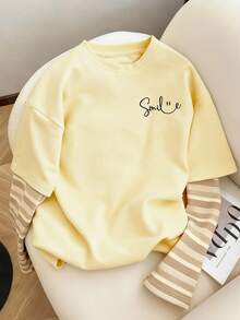 Resyla Y2K 可爱女式长袖 T 恤 - 鵝黃色 - 查看 4