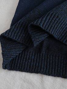Tween Boy Casual Colorblock Crew Neck Loose Knit Sweater, Autumn/Winter - Navy Blue - View 5