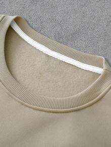 Manfinity Homme Men's Letter Print Crew Neck Long Sleeve Sweatshirt And Drawstring Waist Sweatpants Set, Fall Clothes