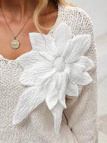 Vivid Eden Women's Fashionable & Elegant 3D Floral Decor Sweater, 3d Flower Sweater, Women Sweaters,Casual,Bohemian,Boho Chic,Western Autumn Winter - Khaki - View 2