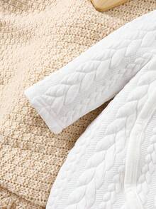 SHEIN 新生儿小熊图案休闲连体衣，秋冬季 - 白色 - 查看 5