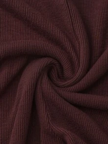 Chiquease 2025 Autumn New Arrival Women's Caramel Brown Ribbed Pants - Stretchy Ribbed Texture Fabric (Non-Stuffy & Skin-Friendly), Mid-Rise Slightly Flared Fit (Figure-Flattering, Hides Excess Fat), Practical Style For Wearing Alone In Early Autumn / Pairing With Boots In Late Autumn - Brown - View 5