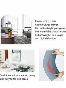 4 Pcs Shatterproof Full Length Acrylic Mirror - Unbreakable, Frameless Self-Adhesive, Acrylic Mirror Stickers Mirror Tile Set - Great For Bedrooms, Home Gyms And Closets - Easy To Install, Space-Saving Design, Wallpaper, Wallpaper Peel And Stick, Easy To Use, Not Easy To Damage Room Decor Home Decor Wall Decor Wall Stickers Wall Sticker Mirror Wall Wall Mirror Mirror For Room Bathroom Decor Living Room Decor - White - View 9