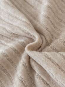 SHEIN 少女休闲纯色卡其色罗纹针织上衣，小女孩无袖上衣，儿童上衣，棕色毛衣，儿童上衣，小女孩开衫 - 杏色 - 查看 4