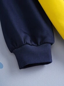 SHEIN | PAW Patrol 男童休闲卡通图案连帽宽松针织户外海军蓝长袖卫衣 - 藏蓝色 - 查看 3