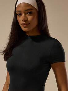 MUSERA ESSENTIALS Snatched Cap Sleeve Unitard Playsuit Basic Spring Summer Cute Casual Vacation Holiday Concert Fall Back To School Autumn Winter Office Work Valentines - Black - View 2