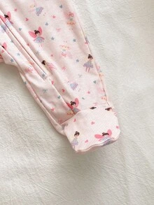 SHEIN 新生儿蝴蝶结圆点卡通印花连体衣套装 - 彩色 - 查看 5