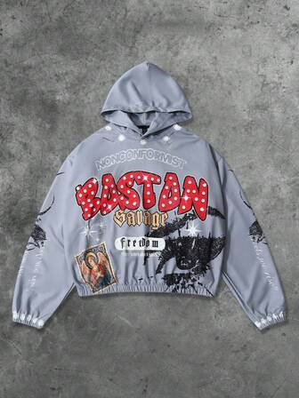 Street Life Sudadera con capucha de manga larga con estampado digital para hombre