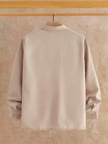 HIMLAND Set de 2 piezas de camisa y pantalón casual de bolsillo de unicolor de franela y lino para hombre, ropa de otoño