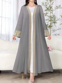 SHEIN Najma عباءة أنثوية طويلة الأكمام بطبعات زهري...