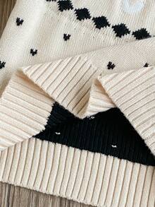 Young Girl Geometric Pattern Round Neck Raglan Sleeve Casual Sweater, Autumn/Winter - Multicolor - View 6