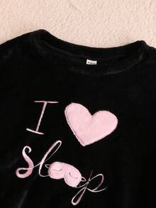 2pcs Girls Casual Comfortable Pajama Set With Pink Heart & Eyelash Print, Long Pants And Long Sleeve Kawaii Pajamas Fall Winter - Multicolor - View 5