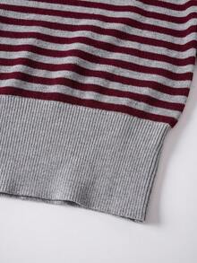 Franclia 女式条纹圆领长袖毛衣和抽绳腰针织裤休闲两件套，秋冬 - 彩色 - 查看 6