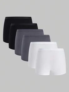 6 件 Dozemod 青少年男孩简约舒适松紧腰平角内裤 - 灰色 - 查看 2