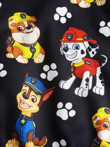 SHEIN | PAW Patrol Bluza z kapturem i zamkiem błyskawicznym, z nadrukiem uroczego szczeniaka, dla chłopca, z długim rękawem, na co dzień, na zewnątrz, z dzianiny w kolorze czarnym