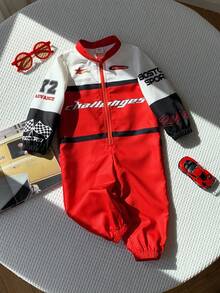 Baby Jungen Lässiger, süßer, lustiger Sport-Street-Allround-Koreanischer Stil, vielseitig, bequeme Mode Motorrad-Rennanzug, geeignet für Halloween, Sportveranstaltungen, Geburtstagsfeiern, Taufen, 1. Geburtstagsfeiern, Galas, Aufführungen, Hochzeiten, Herbst/Winter