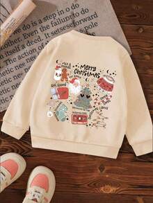 Modischer, süßer Weihnachtsmann & Weihnachtsbaum Muster Sweatshirt für Kleine Mädchen, Weihnachts-Grafik Rundhals-Pullover, geeignet für Herbst/Winter Feierlichkeiten und den täglichen Gebrauch