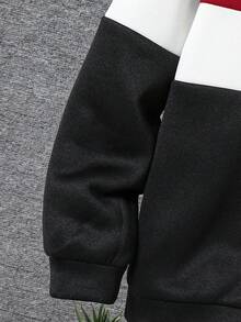 SHEIN Set de 2 buc. Jachetă sport casual cu mânecă lungă, glugă, cu panglică decorativă, guler înalt, fermoar pe jumătate și pantaloni cu talie elastică, potrivită pentru sport, activități în aer liber, întoarcerea la școală, primăvară/vară/toamnă/iarna, pentru copii preadolescenti - roșu - Vizualizare 4