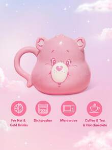 SHEIN X Care Bears Cốc gốm hình gấu hoạt hình màu hồng 450ml, Quà tặng - Hồng - Xem 3