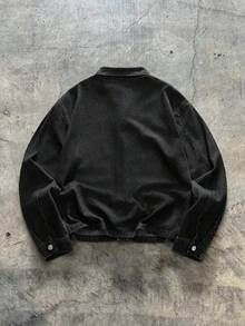 AXEPEAK Chaqueta vaquera de hombre con adornos de strass lavados, prenda exterior corta y con estilo, para otoño - Negro - Ver 2