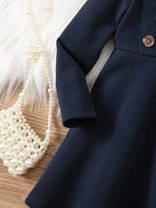 Emery Rose Kids Emery Rose Kids 海军蓝色学院风长袖连衣裙