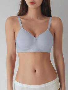 DAZY Women's Solid Color Bow Decor Comfortable Lingerie - Baby Blue - View 5