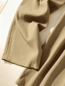 GlowEve Quần ống rộng có túi màu trơn thanh lịch dành cho nữ - Màu Khaki - Xem 4