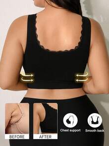 NudeFit 1 件女士加大码无缝无钢圈柔软蕾丝边双层吊带背心文胸