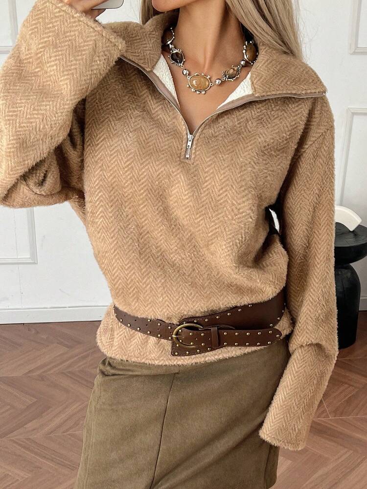 Women's Oversized Turtleneck Textured Knit Pullover Sweater, Casual & Relaxed Fit
