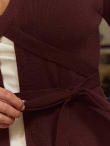 Musera Sport Sport Rib Knit Wrap Tie Active Ballet Cardigan Elegant Casual Active Workout Gym Fall Autumn Back To School Pilates Winter