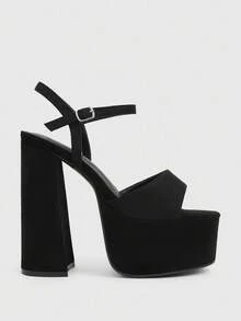 CUCCOO LuxiPop Women's Fashion Black Christmas Party/Date Night High Waterproof Platform Thick Heel High Heel Sandals - Black - View 4