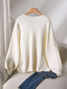 CosyJoli 大码女式花卉图案落肩宽松前系带开衫，秋冬休闲通勤装 - 杏色 - 查看 2