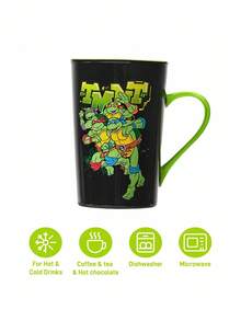 TEENAGE MUTANT NINJA TURTLES | SHEIN 400ml Cartoon Alphabet Printed Ceramic Mug (Microwave And Dishwasher Friendly) - Black - View 3