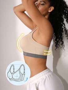 NudeFit 1 pieza Sujetador camiseta sin costuras, inalámbrico, suave y cómodo para mujer - Albaricoque - Ver 3