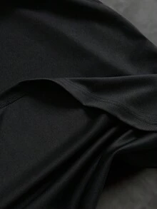 Sport MetroGents 男式宽松杠铃印花落肩黑色运动 T 恤，夏季