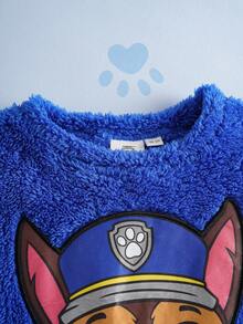 SHEIN | PAW Patrol Young Boy Casual Cartoon Character Round Neck Drop Shoulder Long Sleeve Coral Fleece Sweatshirt, Autumn/Winter Fall